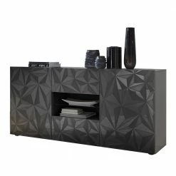 Dunkelgraues Design-Sideboard In Hochglanz Lackiert - Kuriasna