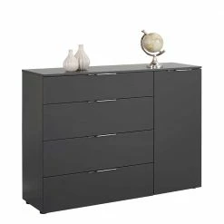 Edle Kombi-Kommode In Anthrazit - Ejedan -Landuva Shop edle kombi kommode in anthrazit mit metallgriffen 136x100x40 ejedan 01