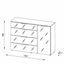 Edle Kombi-Kommode In Anthrazit - Ejedan -Landuva Shop edle kombi kommode in anthrazit mit metallgriffen 136x100x40 ejedan 04
