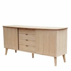 Eiche Bianco Sideboard Mit Schiebetüren - Saimoon