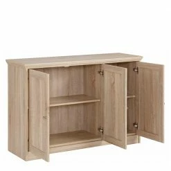 Eiche Nachbildung Kommode Mit Drei Türen - Rienva -Landuva Shop eiche nachbildung kommode mit drei tueren 120x80x35 cm rienva 03