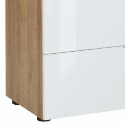 Esszimmer Kommode In Weiß Glas & Eiche - Ayfuna -Landuva Shop esszimmer kommode in weiss glas eiche mit vier schubladen tuer ayfuna 02