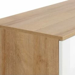 Esszimmer Kommode In Weiß Glas & Eiche - Ayfuna -Landuva Shop esszimmer kommode in weiss glas eiche mit vier schubladen tuer ayfuna 05