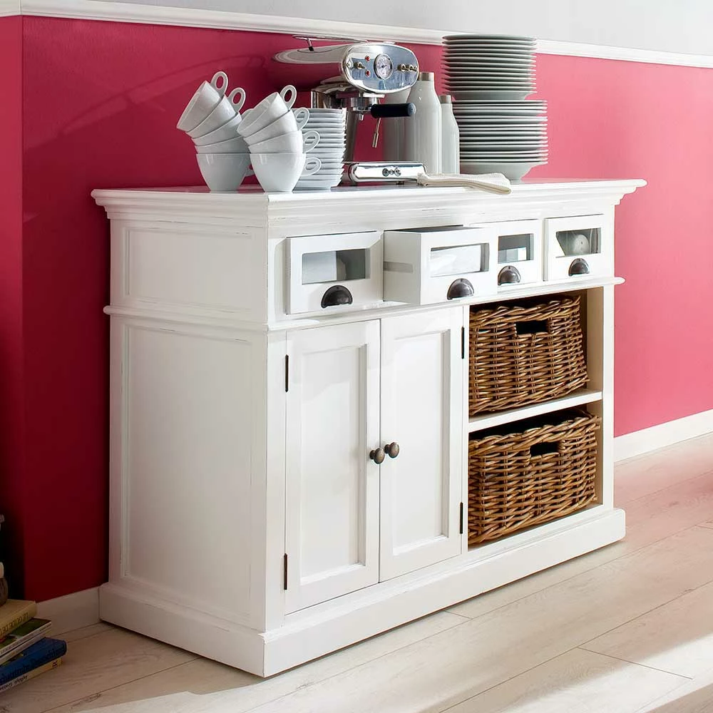 Funktionelles Sideboard Landhaus Venzeno in Weiß Funktionelles Sideboard Landhaus Venzeno In Weiß -Landuva Shop funktionelles sideboard landhaus in weiss braun venzeno 01