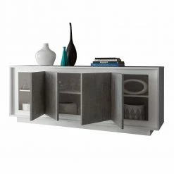 Geradliniges Sideboard In Beton Optik - Crusoe 4 Geradliniges Sideboard In Beton Optik - Crusoe -Landuva Shop geradliniges sideboard in beton optik und weiss mit vier tueren crusoe 02