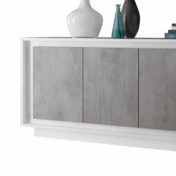 Geradliniges Sideboard In Beton Optik - Crusoe 5 Geradliniges Sideboard In Beton Optik - Crusoe -Landuva Shop geradliniges sideboard in beton optik und weiss mit vier tueren crusoe 03