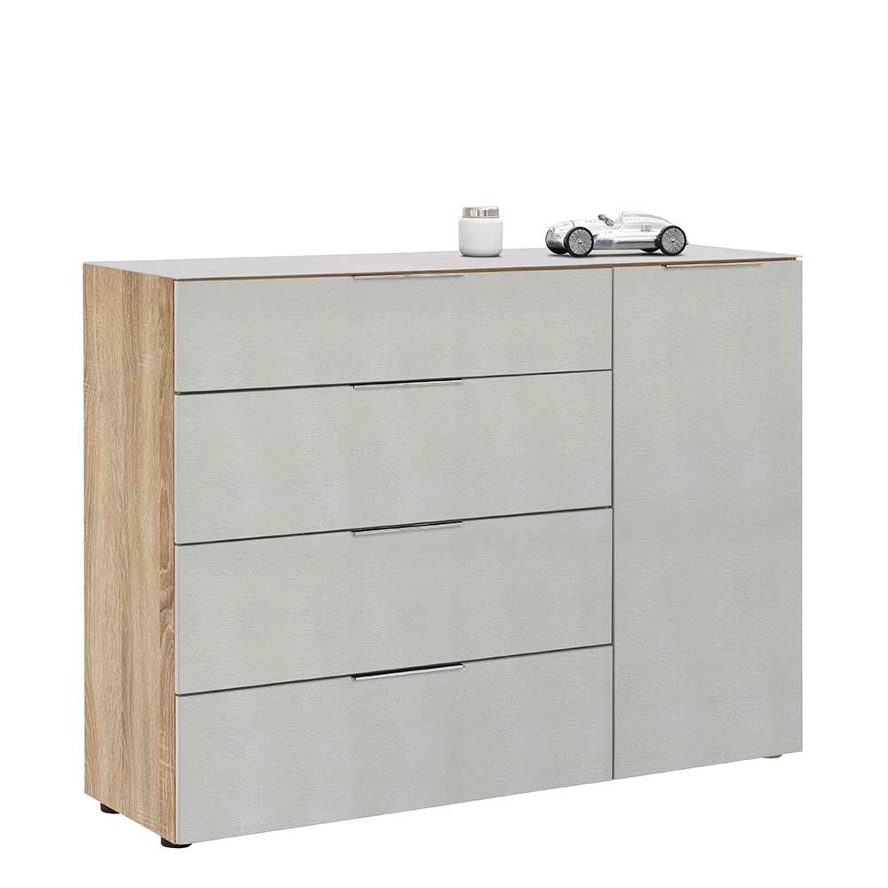 Glasfront Kommode in Beigegrau - Calivia Glasfront Kommode In Beigegrau - Calivia -Landuva Shop glasfront kommode in beigegrau mit korpus in sonoma eiche dekor calivia 01