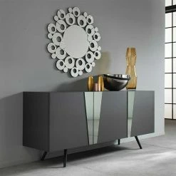 Große Design Kommode In Anthrazit & Spiegel - Dioba -Landuva Shop grosse design kommode in anthrazit spiegel 3 tuerig 180x80x50 dioba 01