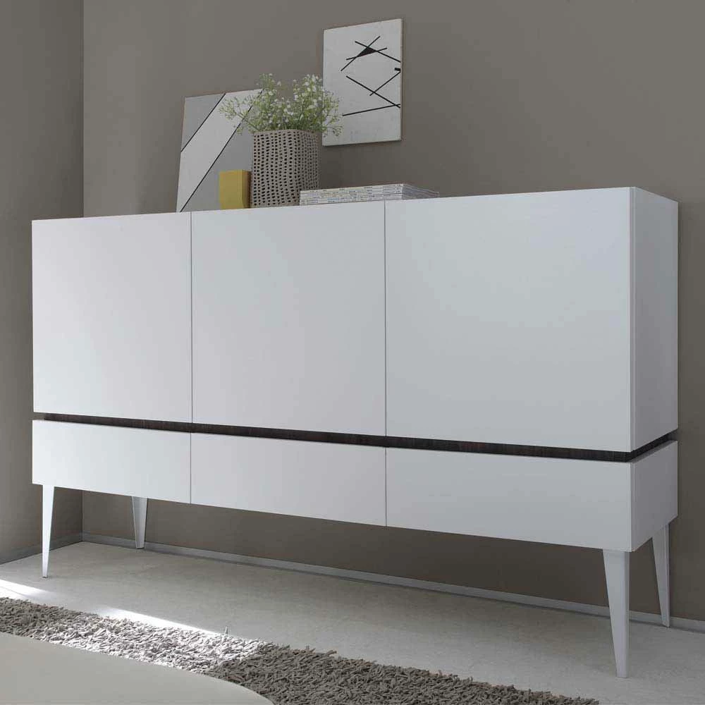 Große Design Kommode in Weiß - Omidas Große Design Kommode In Weiß - Omidas -Landuva Shop grosse design kommode in weiss mit 3 schubladen 3 tueren omidas 01