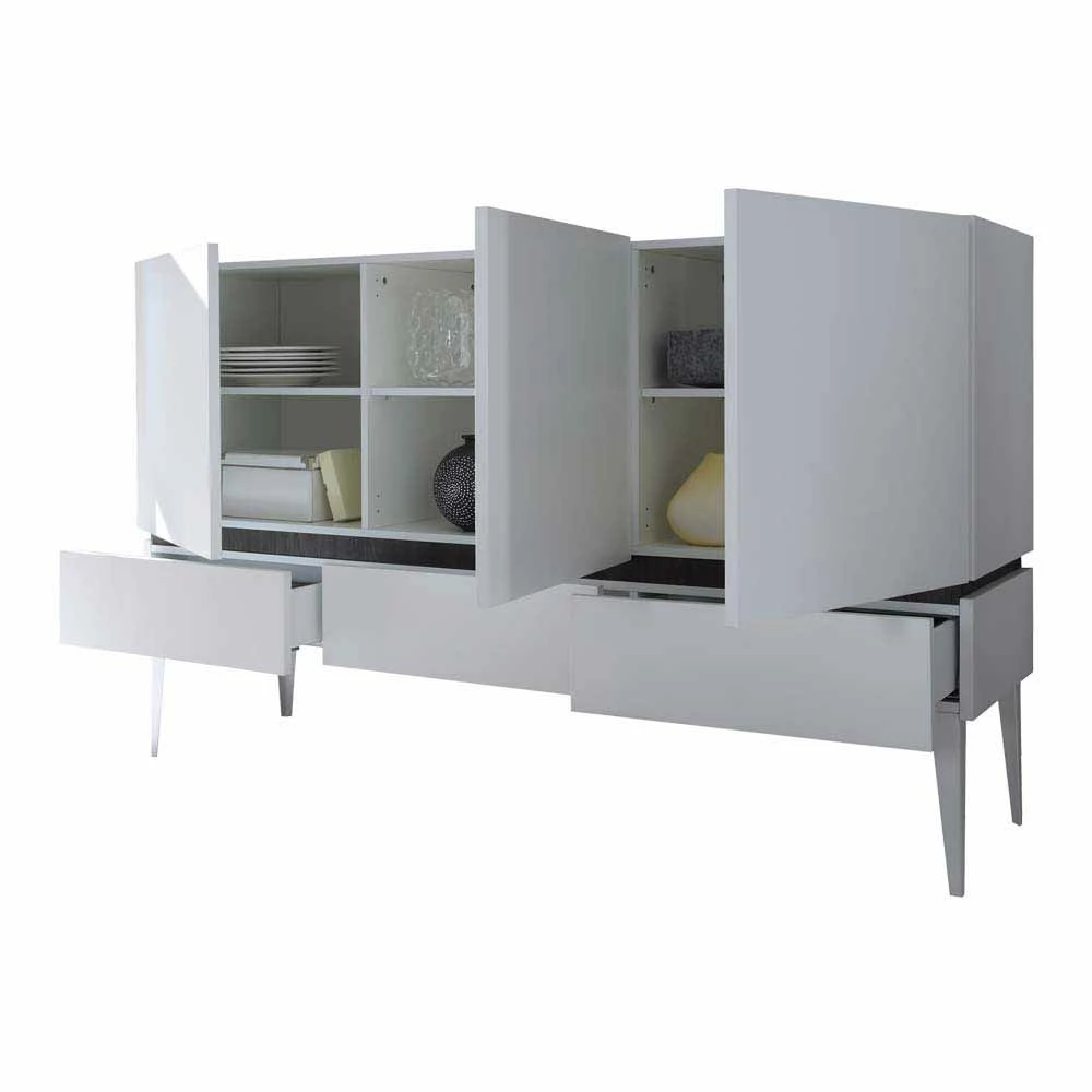 Große Design Kommode in Weiß - Omidas Große Design Kommode In Weiß - Omidas -Landuva Shop grosse design kommode in weiss mit 3 schubladen 3 tueren omidas 04