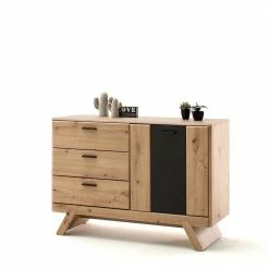 Große Design Kommode Mit Türfach - Larinca -Landuva Shop grosse design kommode mit tuerfach drei schubladen larinca 01