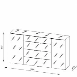 Große Kombi-Kommode 181x99x40 Cm - Ildanov 7 Große Kombi-Kommode 181x99x40 Cm - Ildanov -Landuva Shop grosse kombi kommode 181x99x40 cm in weiss glas sonoma eiche ildanov 05