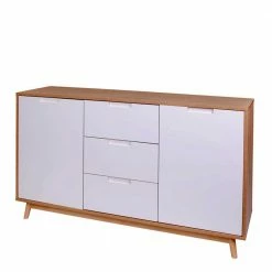 Große Kombi-Kommode In Weiß & Kiefer - Ilerta