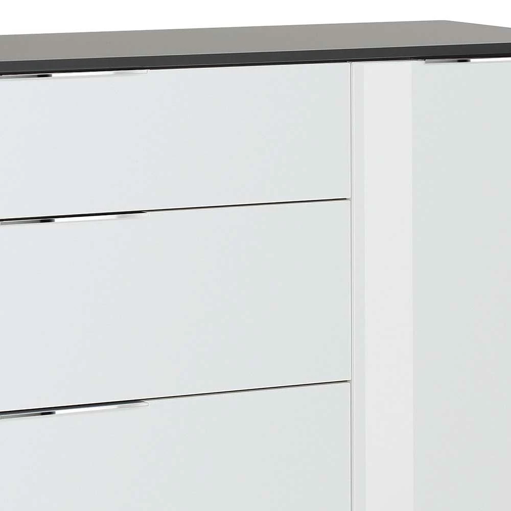Große Kommode in Anthrazit & Weiß Glas - Hemstri Große Kommode In Anthrazit & Weiß Glas - Hemstri -Landuva Shop grosse kommode in anthrazit weiss glas 181x100x40 cm hemstri 03