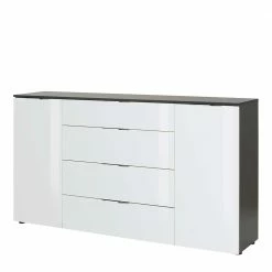 Große Kommode In Anthrazit & Weiß Glas - Hemstri