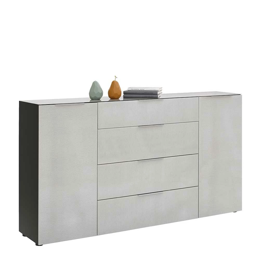 Große Kommode in Beigegrau Glasfront - Delamaro Große Kommode In Beigegrau Glasfront - Delamaro -Landuva Shop grosse kommode in beigegrau glasfront und anthrazit 181x99x40 delamaro 01