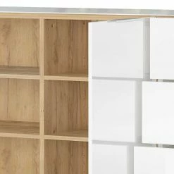 Großes Sideboard In Wildeiche & Weiß - Riodna -Landuva Shop grosses sideboard in wildeiche weiss mit glas beschichtet riodna 05