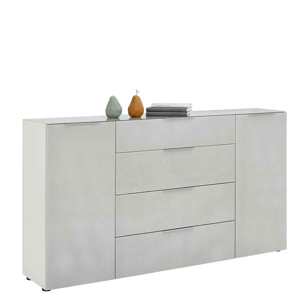 Helles Sideboard in Beigegrau Glas - Lotta Helles Sideboard In Beigegrau Glas - Lotta -Landuva Shop helles sideboard in beigegrau glas und weiss mit metallgriffen lotta 01