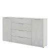 Helles Sideboard In Beigegrau Glas - Lotta