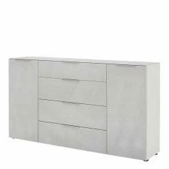 Helles Sideboard In Beigegrau Glas - Lotta