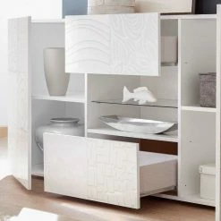 Hochglänzend Lackiertes Sideboard In Weiß - Vascaub -Landuva Shop hochglaenzend lackiertes sideboard in weiss mit muster prints vascaub 03