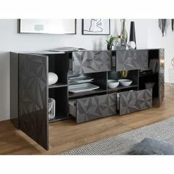 Hochglanz Sideboard In Anthrazit Mit Druck - Kuriasna -Landuva Shop hochglanz sideboard in anthrazit mit druck 241x84x42 cm kuriasna 02