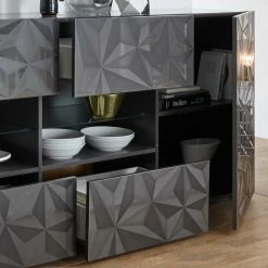 Hochglanz Sideboard In Anthrazit Mit Druck - Kuriasna -Landuva Shop hochglanz sideboard in anthrazit mit druck 241x84x42 cm kuriasna 03