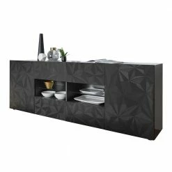 Hochglanz Sideboard In Anthrazit Mit Druck - Kuriasna