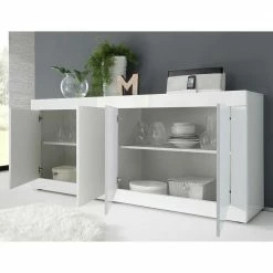 Hochglanz Sideboard In Weiß 4-türig - Sogno -Landuva Shop hochglanz sideboard in weiss 4 tuerig in modernem design sogno 02