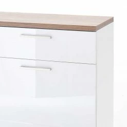Hochglanz Sideboard In Weiß - Icadro -Landuva Shop hochglanz sideboard in weiss mit eiche dekor icadro 04