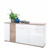 Hochglanz Sideboard In Weiß - Icadro -Landuva Shop hochglanz sideboard in weiss mit eiche dekor icadro f