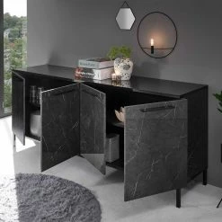 Hochglanz Sideboard Mit 207 Cm Breite - Cabriza 4 Hochglanz Sideboard Mit 207 Cm Breite - Cabriza -Landuva Shop hochglanz sideboard mit 207 cm breite in schwarz marmor optik cabriza 02