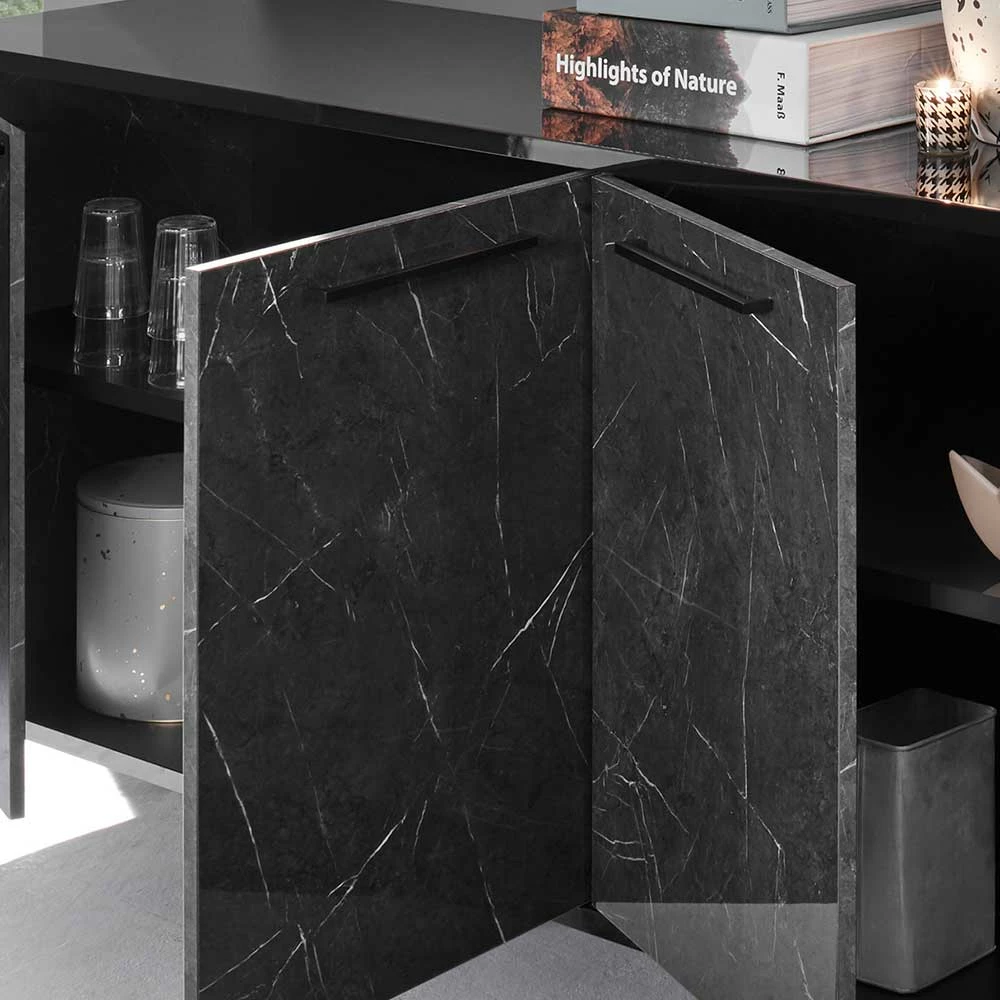Hochglanz Sideboard mit 207 cm Breite - Cabriza Hochglanz Sideboard Mit 207 Cm Breite - Cabriza -Landuva Shop hochglanz sideboard mit 207 cm breite in schwarz marmor optik cabriza 04