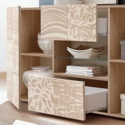 Holzdekor Sideboard In Sonoma-Eiche - Bielvas -Landuva Shop holzdekor sideboard in sonoma eiche mit mustern bedruckt bielvas 03