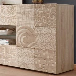 Holzdekor Sideboard In Sonoma-Eiche - Bielvas -Landuva Shop holzdekor sideboard in sonoma eiche mit mustern bedruckt bielvas 04