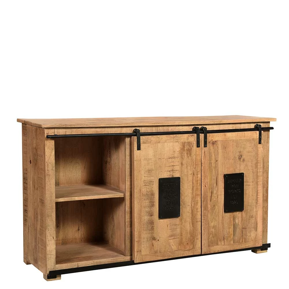 Industrial Sideboard mit zwei Schiebetüren - Eswan Industrial Sideboard Mit Zwei Schiebetüren - Eswan -Landuva Shop industrial sideboard mit zwei schiebetueren vier schubladen eswan 03
