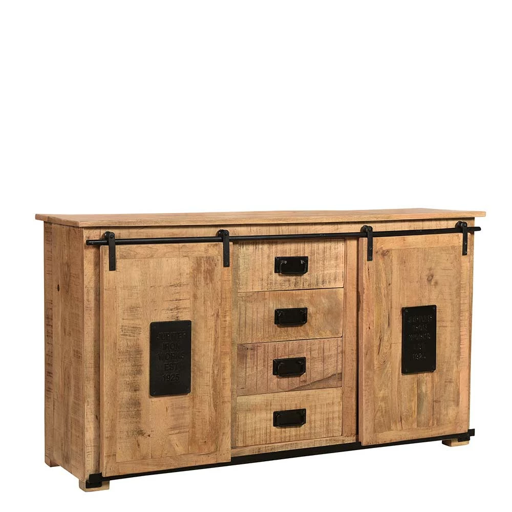 Industrial Sideboard mit zwei Schiebetüren - Eswan Industrial Sideboard Mit Zwei Schiebetüren - Eswan -Landuva Shop industrial sideboard mit zwei schiebetueren vier schubladen eswan f