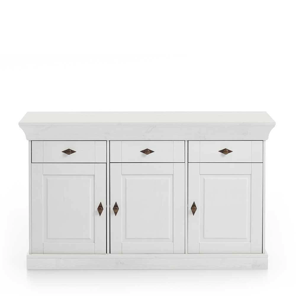 Kiefer Sideboard Satumare in Weiß Kiefer Sideboard Satumare In Weiß -Landuva Shop kiefer sideboard weiss landhausstil satumare 01