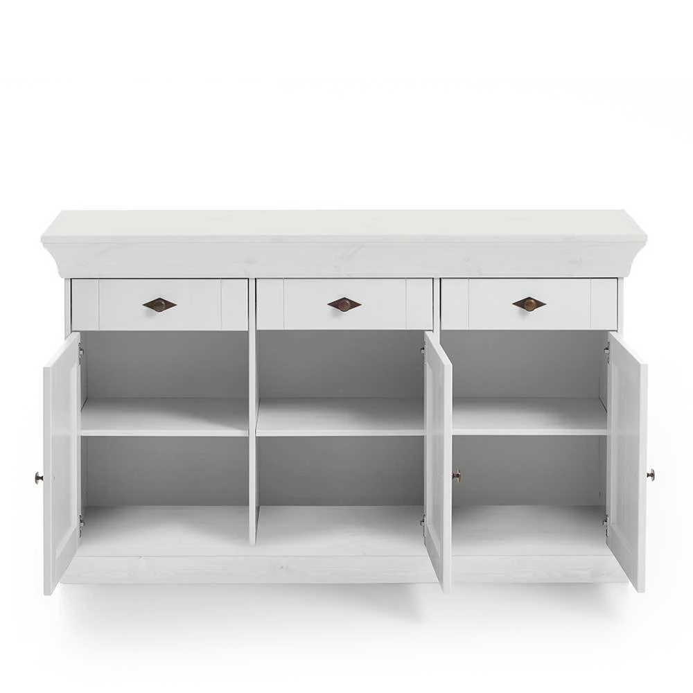Kiefer Sideboard Satumare in Weiß Kiefer Sideboard Satumare In Weiß -Landuva Shop kiefer sideboard weiss landhausstil satumare 02