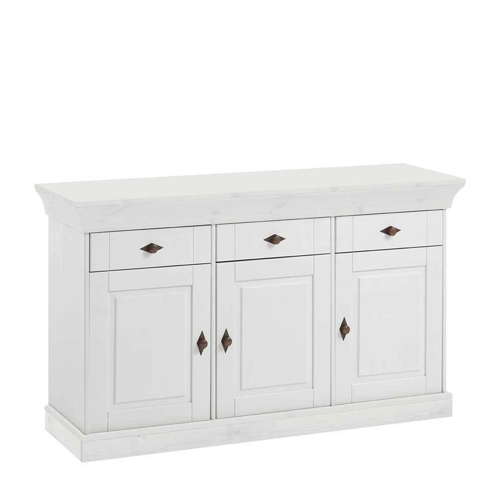 Kiefer Sideboard Satumare in Weiß Kiefer Sideboard Satumare In Weiß -Landuva Shop kiefer sideboard weiss landhausstil satumare f