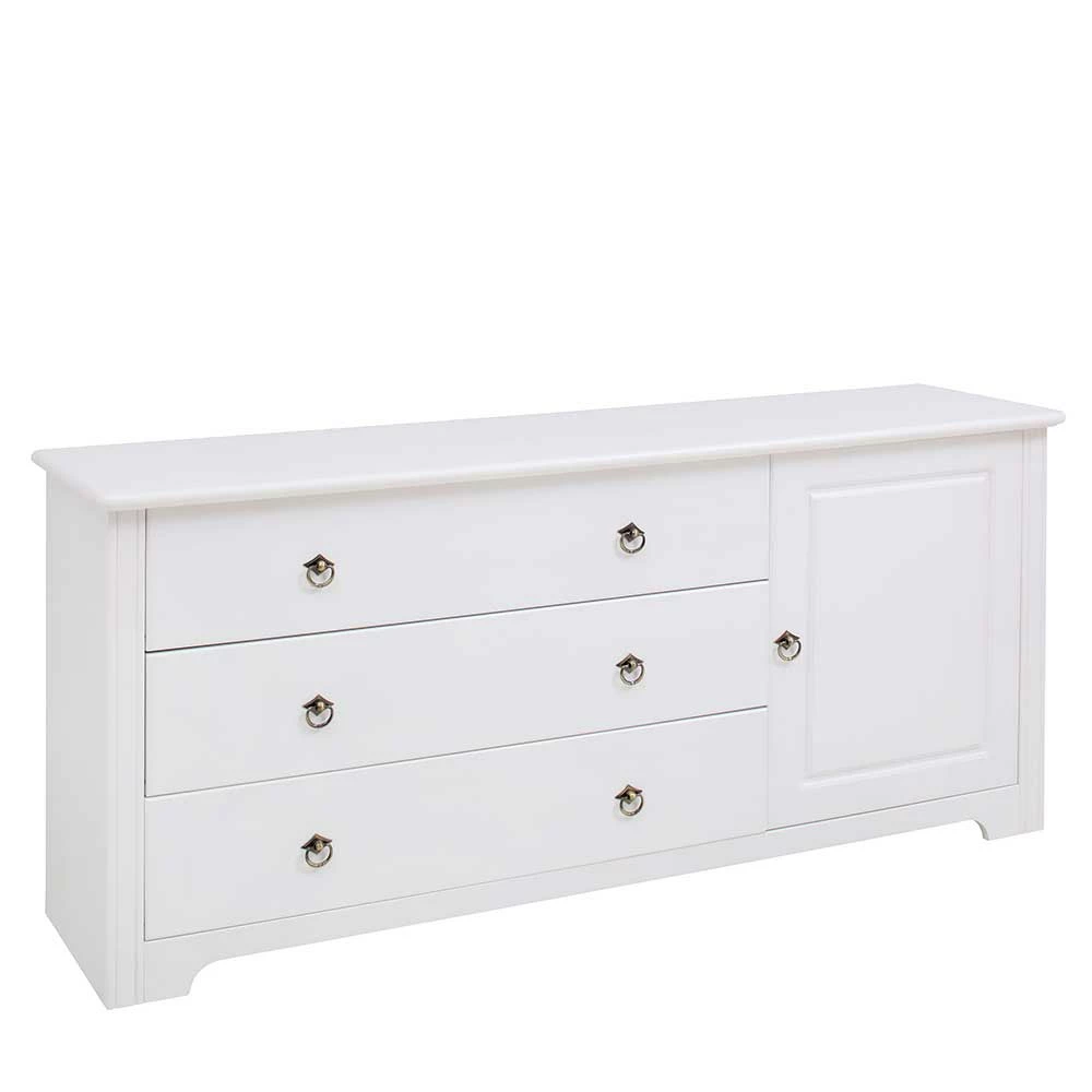 Kiefernholz Kommode in Weiß lackiert - Velriva I Kiefernholz Kommode In Weiß Lackiert - Velriva I -Landuva Shop kiefernholz kommode in weiss lackiert mit 152 cm breite velriva i f