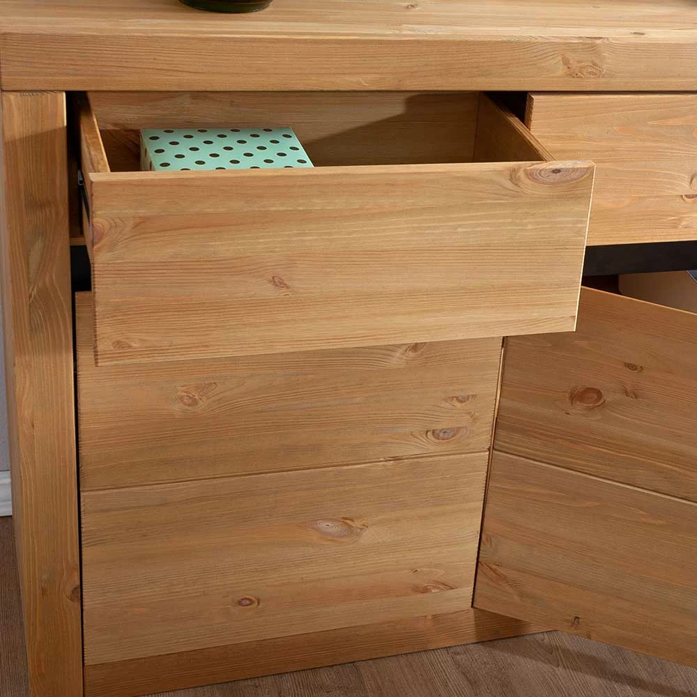 Kiefernholz Sideboard mit 3 Türen - Filedria Kiefernholz Sideboard Mit 3 Türen - Filedria -Landuva Shop kiefernholz sideboard mit 3 tueren 3 schubladen in eichefarben filedria 03