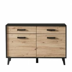 Kombi-Kommode In Wildeiche & Schwarz - Paniera -Landuva Shop kombi kommode in wildeiche schwarz mit soft close paniera 04