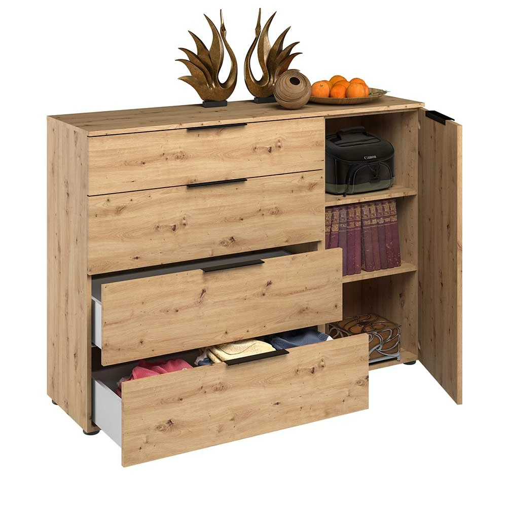 Kombi Kommode mit 100 cm Höhe - Vunsci Kombi Kommode Mit 100 Cm Höhe - Vunsci -Landuva Shop kombi kommode mit 100 cm hoehe in asteiche holz dekor vunsci 02