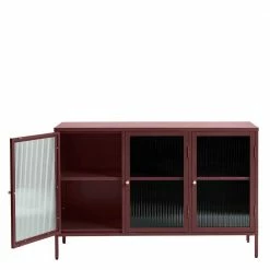 Kommode Aus Stahl In Rot Mit Glas - Idello 4 Kommode Aus Stahl In Rot Mit Glas - Idello -Landuva Shop kommode aus stahl in rot mit glas 3 tuerig 132x85x40 idello 02