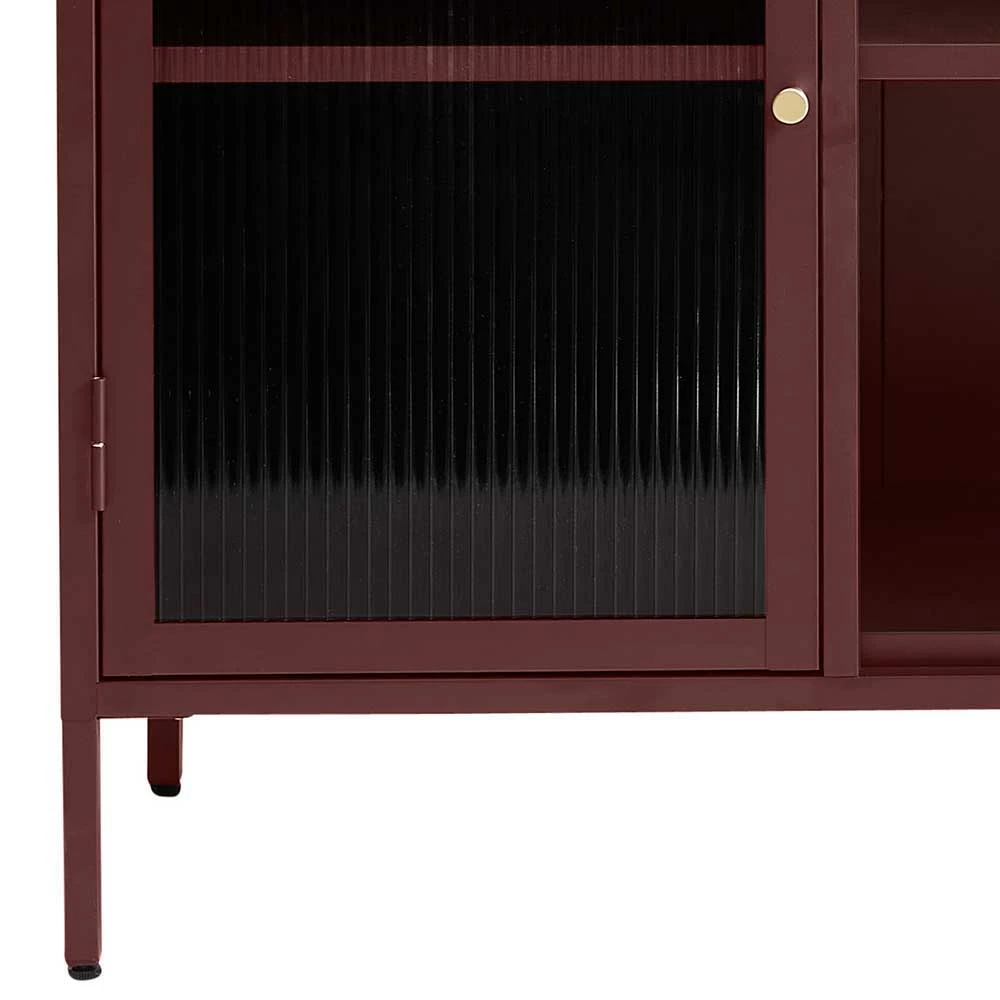 Kommode aus Stahl in Rot mit Glas - Idello Kommode Aus Stahl In Rot Mit Glas - Idello -Landuva Shop kommode aus stahl in rot mit glas 3 tuerig 132x85x40 idello 04