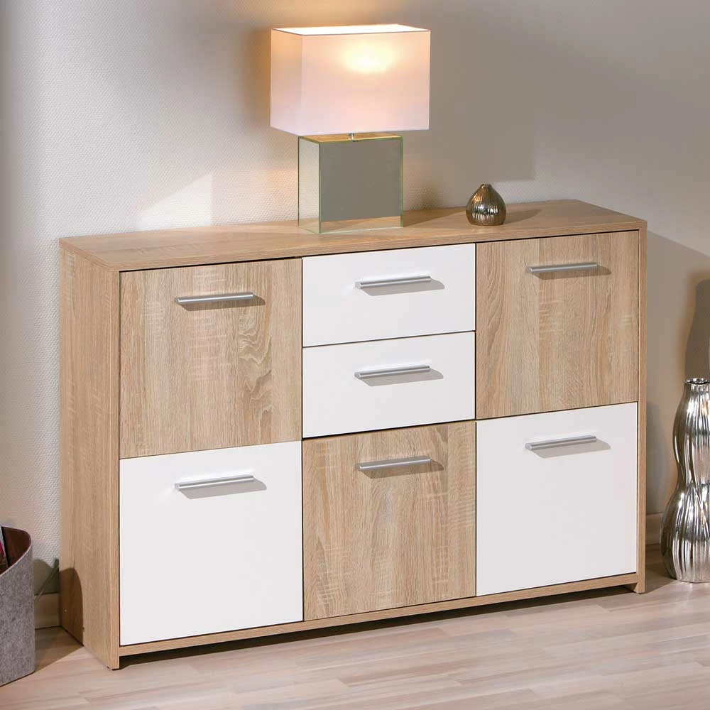 Kommode Elwa in Eiche Sonoma Würfel Optik Kommode Elwa In Eiche Sonoma Würfel Optik -Landuva Shop kommode eiche sonoma wuerfel optik weiss elwa 01