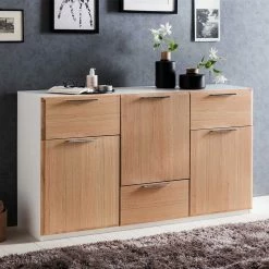 Kommode In Asteiche Bianco & Weiß - Rodicco -Landuva Shop kommode in asteiche bianco weiss mit drei schubladen tueren rodicco 01