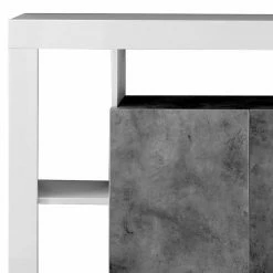 Kommode In Beton Dekor & Weiß Hochglanz - Harrisons -Landuva Shop kommode in beton dekor weiss hochglanz mit viel stauraum harrisons 04