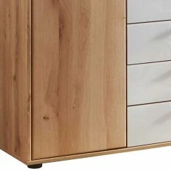 Kommode In Eiche Bianco & Weiß Glas - Colin -Landuva Shop kommode in eiche bianco weiss glas 2 tueren 5 schubladen colin 02